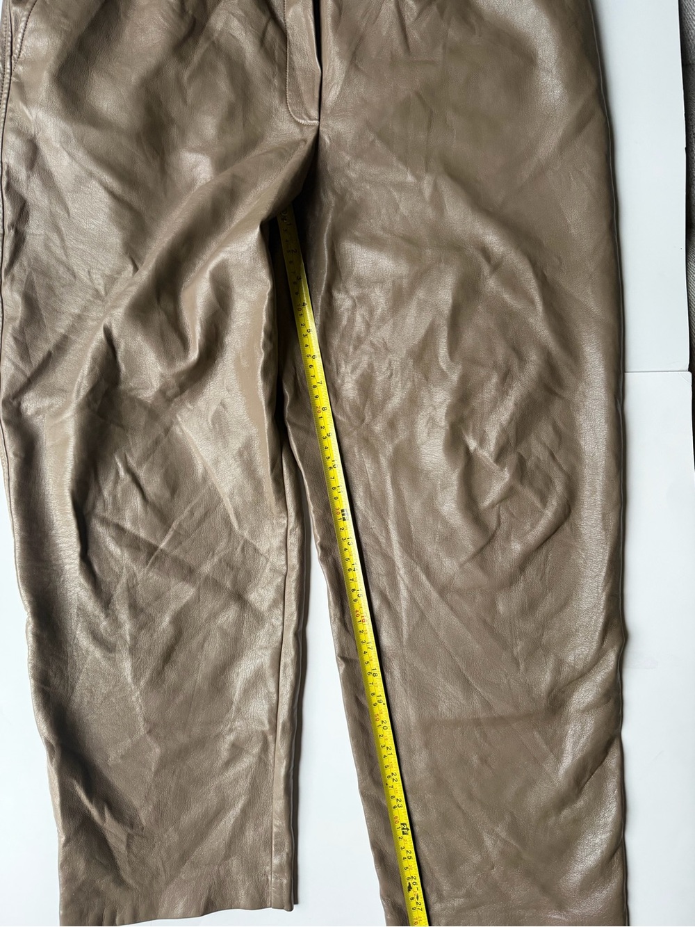 Wilfred Aritzia Taupe Vegan Leather Pull-On Pants High Rise Straight Leg - Picture 3 of 11